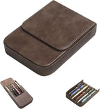 MIVLXLX Leather 6 Fountain Pen/Pencil Tray Case, Magnetic Closure by MIVLXLX
