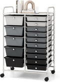 COSTWAY 15 Drawers Storage Cart, Mobile Tools Scrapbook Paper Organizer Cart by COSTWAY