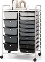 COSTWAY 15 Drawers Storage Cart, Mobile Tools Scrapbook Paper Organizer Cart by COSTWAY