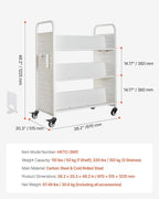 VEVOR Rolling Library Book Cart, 330 lbs Capacity, 38.2 x 20.3 x 48.2-Inch - Image 3