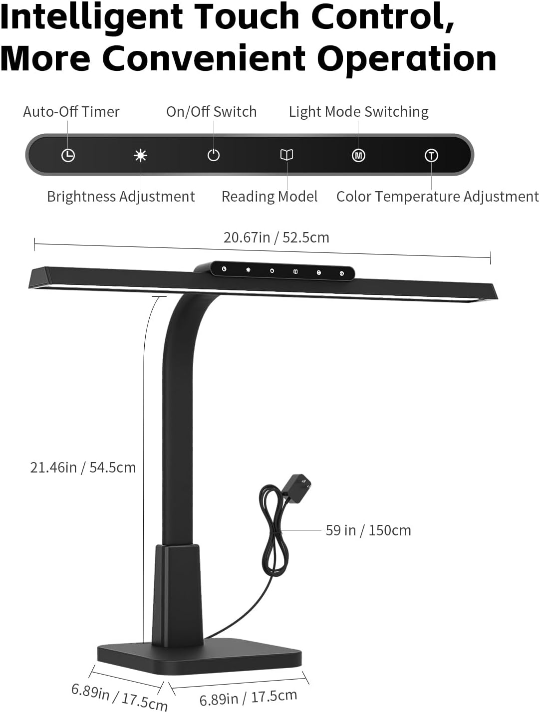 Desk Lamp with Stable Base, 1600LM Computer Desk Light with Timer Function