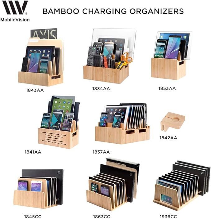 Bamboo Universal Multi Device Cord Organizer Stand and Charging Station - Image 5