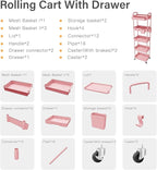Sorgion 5 Tier Rolling Cart Organizer, Bathroom Cart Organizers - Image 7