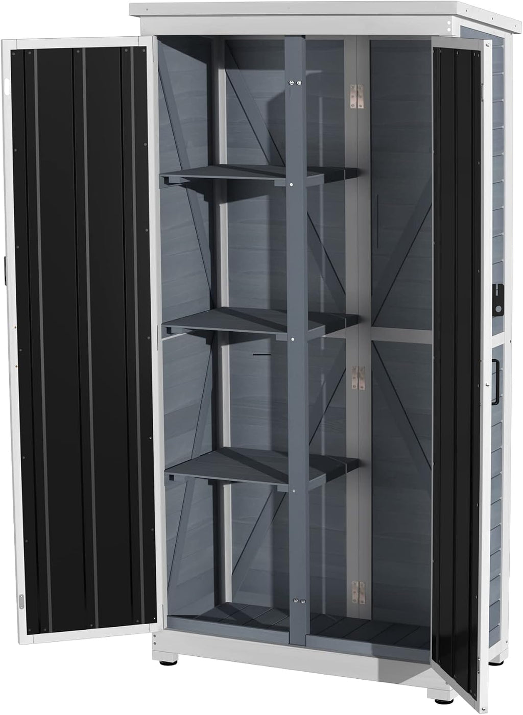 gdlf outdoor storage cabinet, wood & metal garden, front angle view