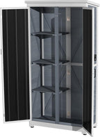 gdlf outdoor storage cabinet, wood & metal garden, front angle view