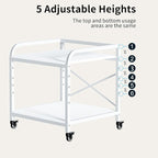 Vokumba 20 Inches Large White Printer Stand, 2-Tier Under Desk Printer Table - Image 3