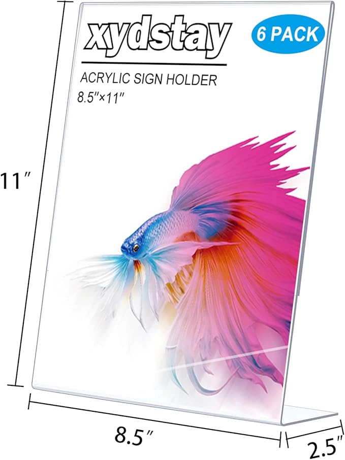 xydstay 6pack 8.5x11 Acrylic, L Shape Clear Plastic, Menu Holder, Unbreakable - Image 7