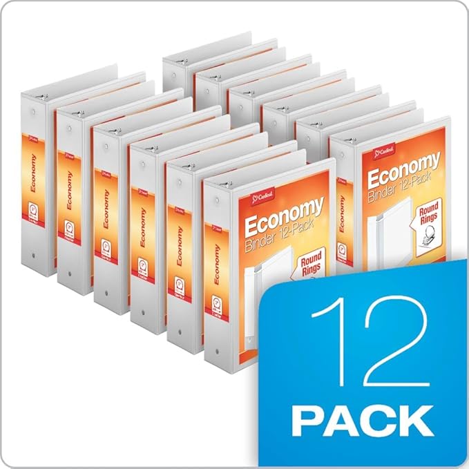 Cardinal Economy 3-Ring Binders, Round Rings, Holds 625 Sheets, Carton of 12 - Image 6