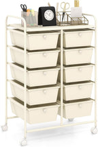 HAPPYGRILL 10-Drawer Rolling Storage Cart, Storage Organizer Cart by HAPPYGRILL