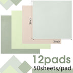 Thenshop 12 Pads Sage Green Sticky Notes 3''x3'', Self Stick Notes Pads Sage - Image 2