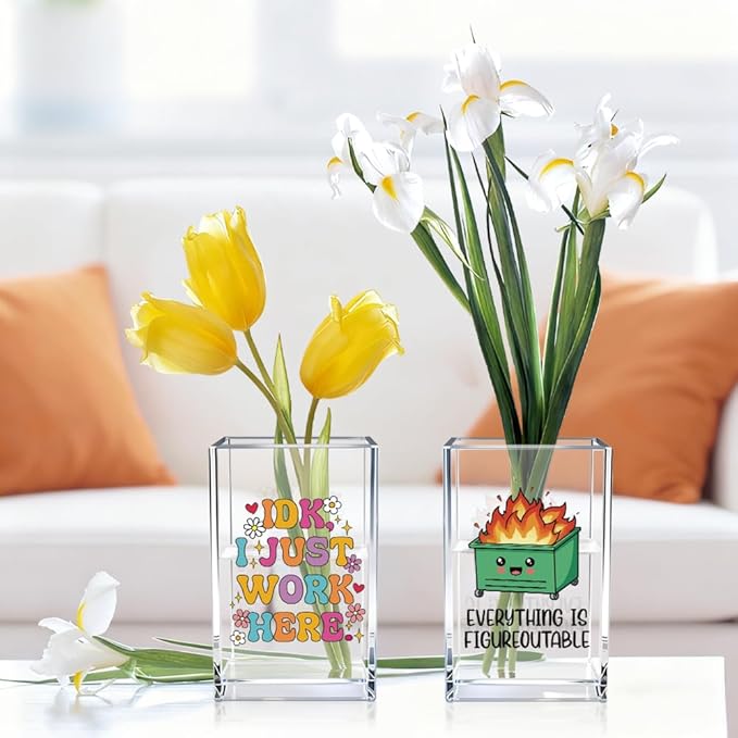 Vgrti Funny Dumpster Fire Work 2 Pack Acrylic Cosmetic Pencil Pen Holder Cup - Image 5