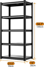hzdbhd 58.7" h garage shelving unit, 5-tier metal, close-up detail