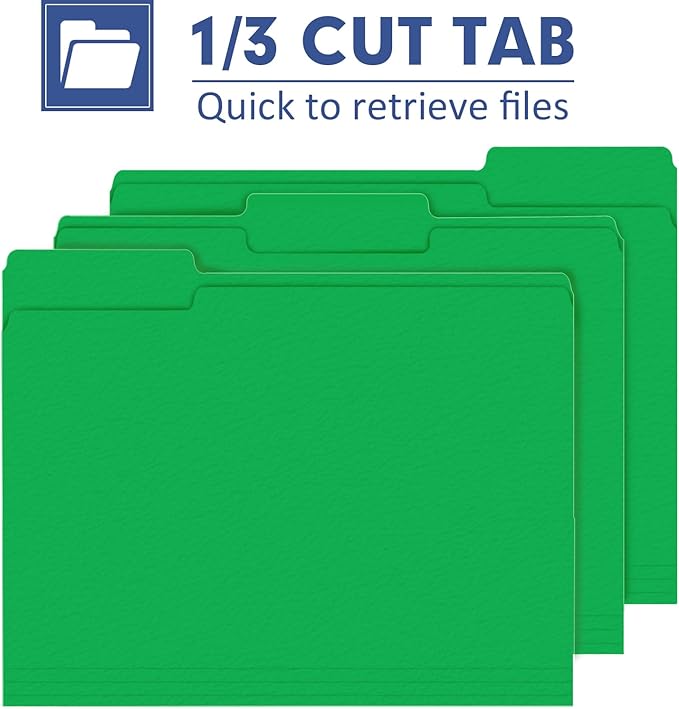 File Folder, PANDRI 120 Pack File Folder, 1/3 Cut Tab, Letter Size, Filing - Image 3