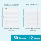 ViVin Legal Pads 8.5 x 11 Inch, Wide Ruled Note Pads, 12 Pack, 50 Sheet/Pad - Image 2