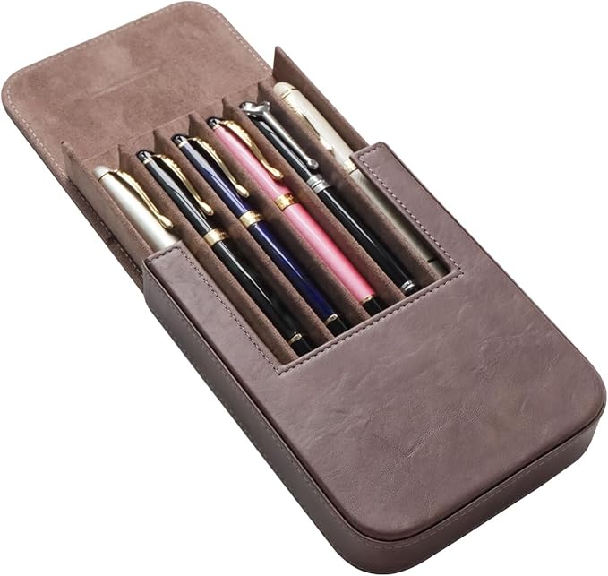 MIVLXLX Leather 6 Fountain Pen/Pencil Tray Case, Magnetic Closure - Image 7