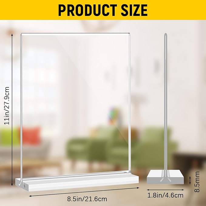 Dynta Acrylic Sign Holder 8.5 x 11 Inches 14 Pack Double Sided Clear Display - Image 2