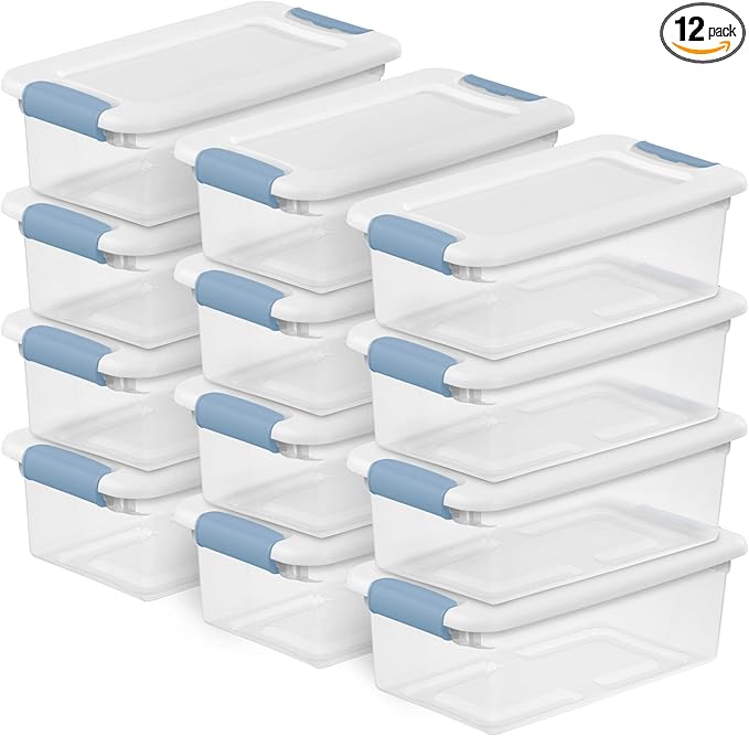 Sterilite 12-Pack Latching Box, Under Bed Storage Bins by Sterilite