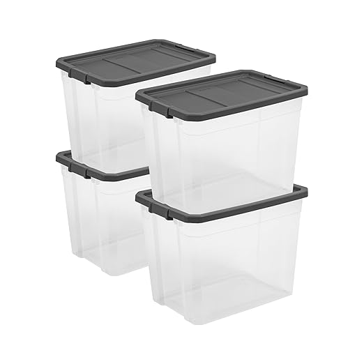 Sterilite 4-Pack Modular Stacker Box, Durable Clear Plastic Storage Bins by Sterilite