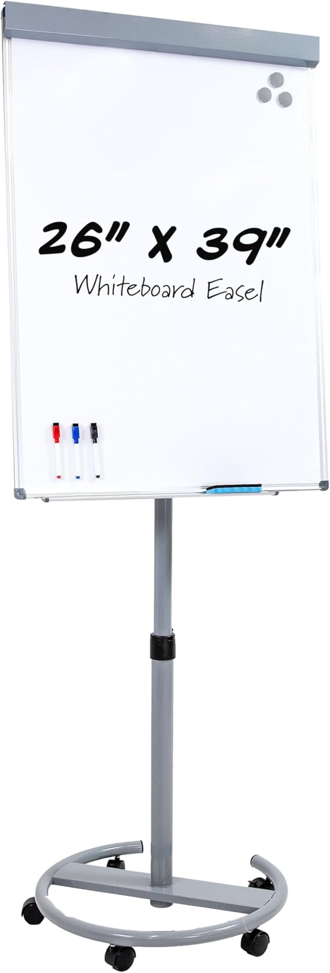 Sunnydaze Adjustable Magnetic Whiteboard Easel – Rolling Dry Erase Board by SunnydazeDecor