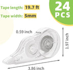 JEFURE 24 Pcs Transparent Correction Tape, 236 Inch Tear-Resistant Bulk - Image 2