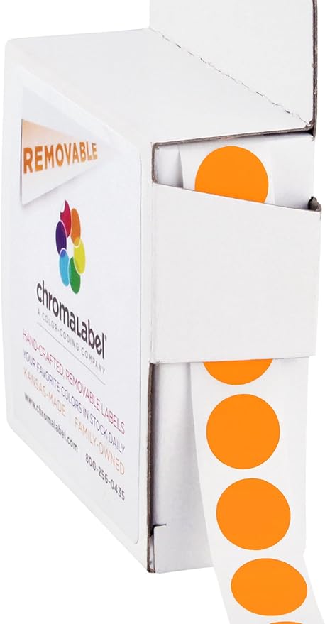 ChromaLabel 1/2 Inch Circle Sticker Labels, Removable Sticky Dots by ChromaLabel