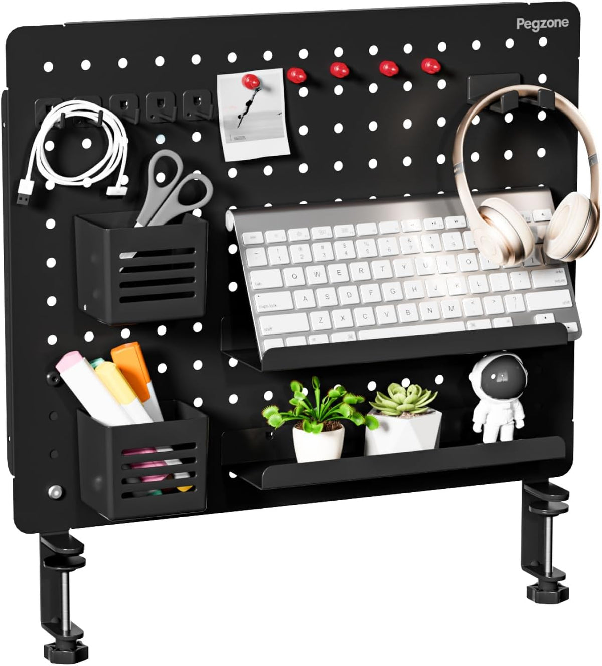 PEGZONE Clamp-on Desk Pegboard, Desk Organizer