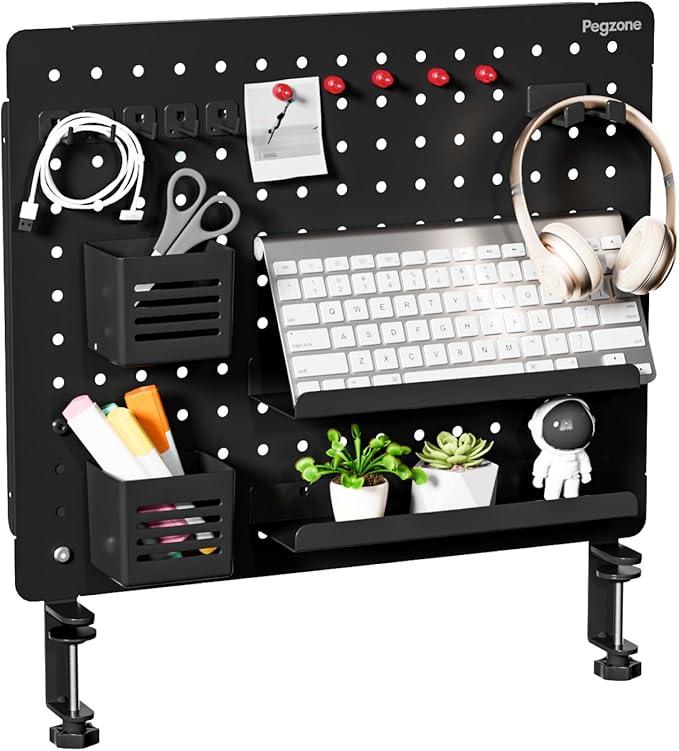 PEGZONE Clamp-on Desk Pegboard, Desk Organizer by Pegzone