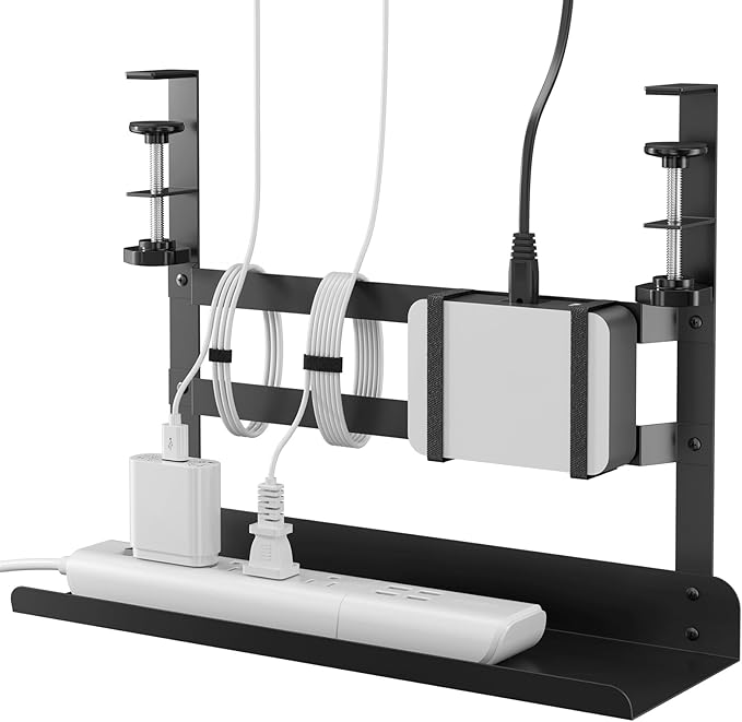 YECAYE Under Desk Cable Management Tray, All-Metal Clamp-Mount Cable Management by Yecaye