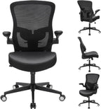 Heavy Duty Office Chair, 400lbs Ergonomic Desk Office Chair for Heavy People, Home Office Desk Chairs with Flip-Up Arms Computer Executive Task Chair with Adjustable Lumbar Support