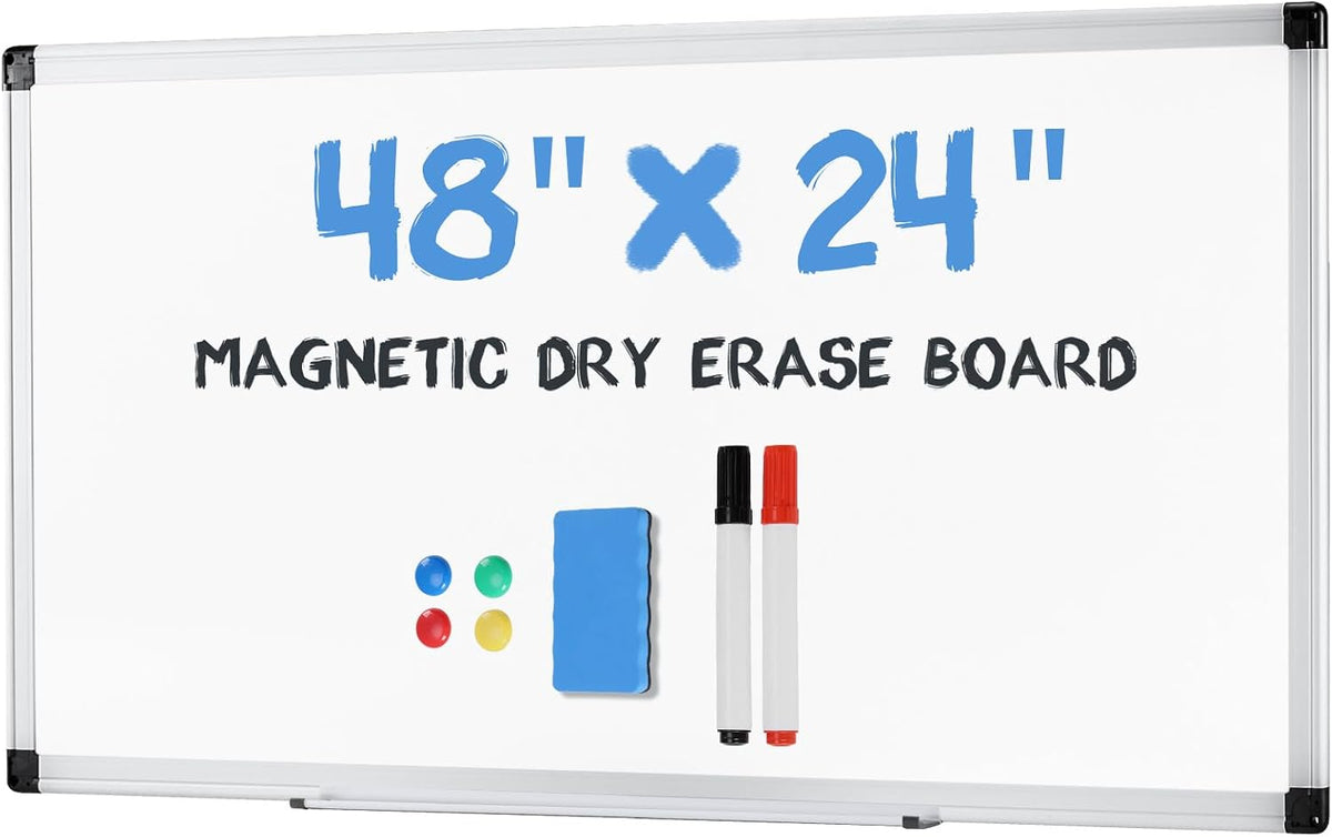 OLIXIS 24" x 48" Magnetic White Board, Dry Erase Board for Wall, Wh...