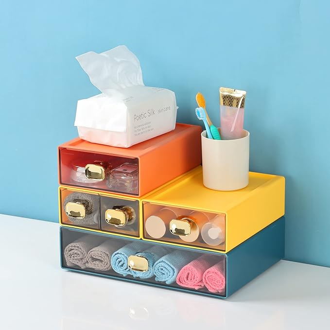 Spacious Desk Drawers, Stackable Desktop Organizer, Plastic Storage Box - Image 2