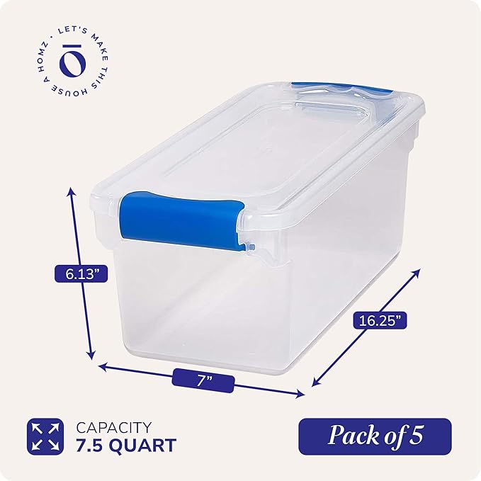 HOMZ 5-Pack Latching Lid, 7.5 Quart, and Office - Image 4
