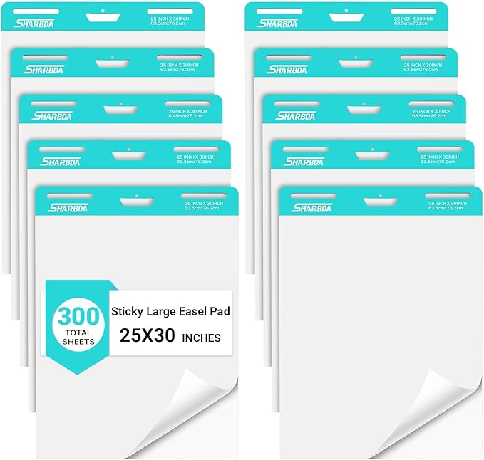 SHARBDA Sticky Easel Pad, 25 in x 30 in, Flip Chart, Chart Paper by SHARBDA