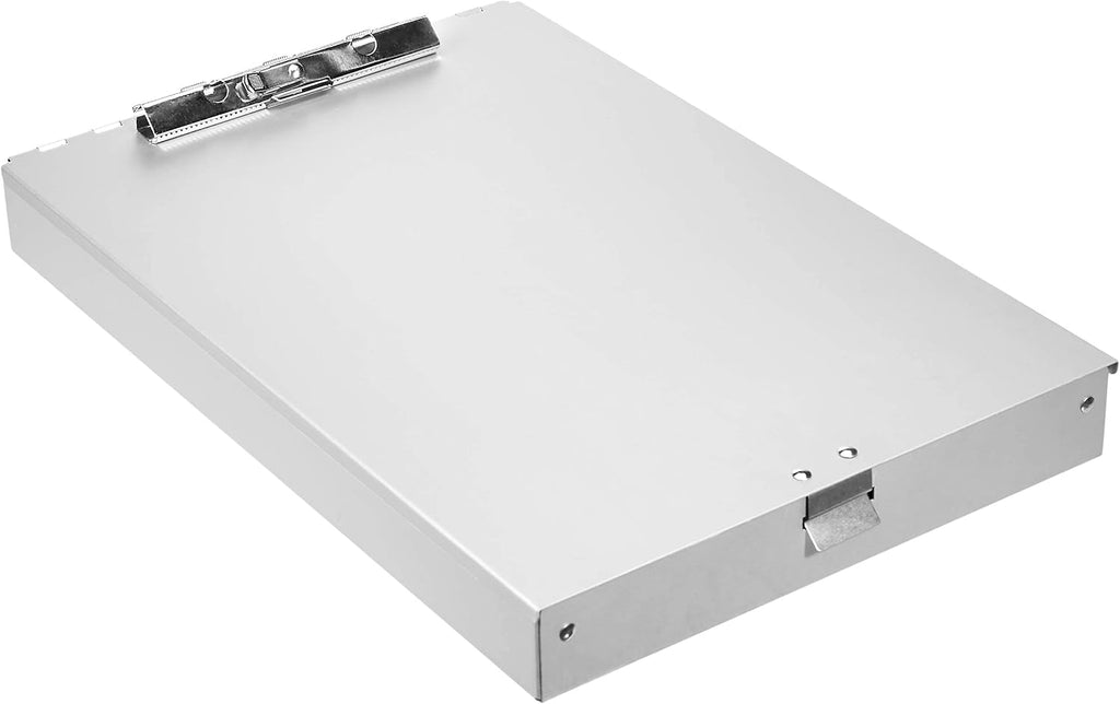 Amazon Basics Aluminum Storage Clipboard, Two-Tier, Standard Clip, 14" x 9", Silver (Pack of 2)