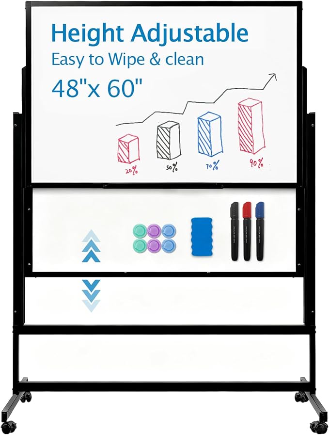 48 x 60 Inch Height Adjustable Dry Erase Whiteboard by Unknown