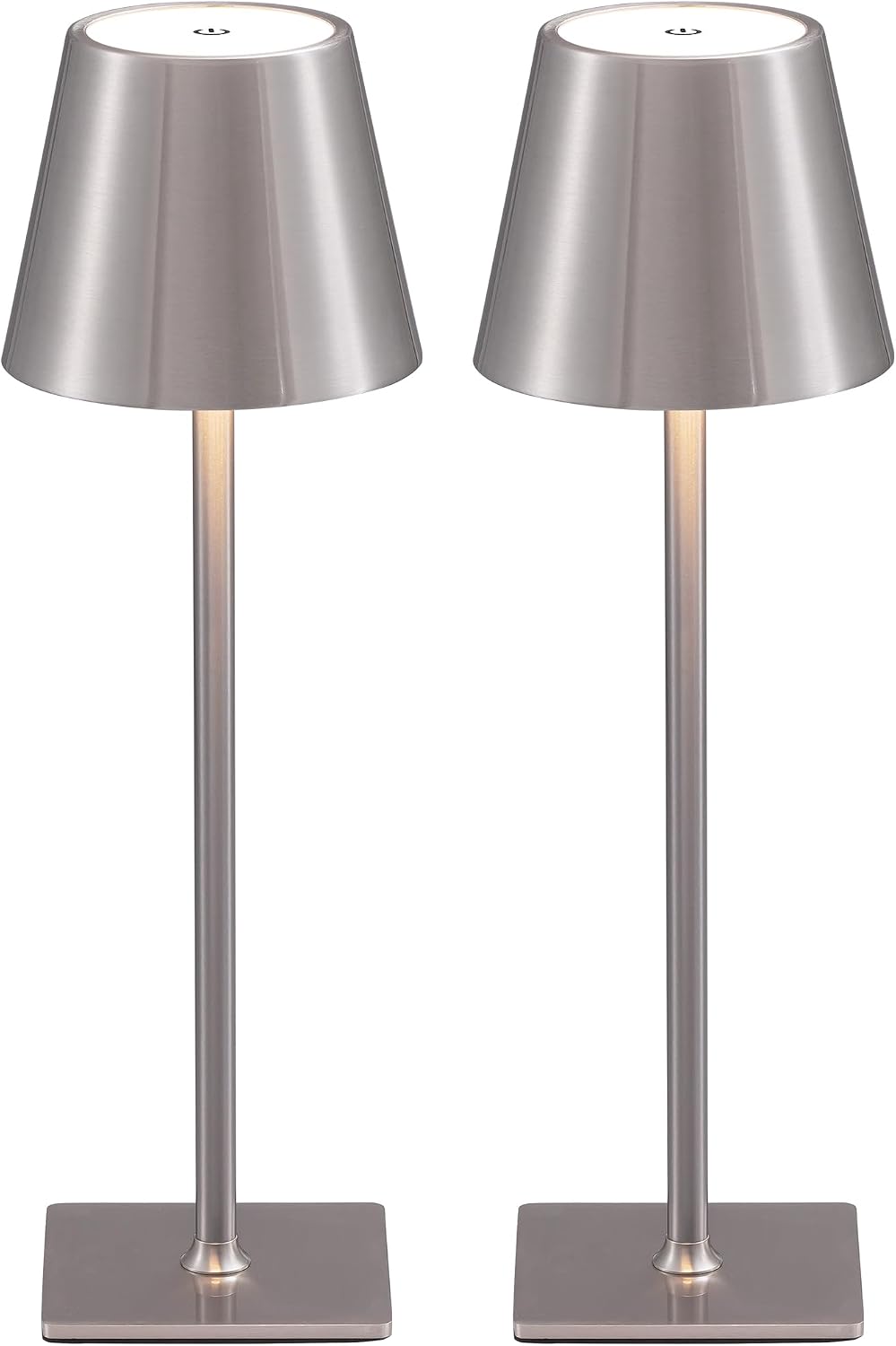 KDG 2 Pack Cordless Brushed Nickel Table Lamps, Portable LED Desk Lamp