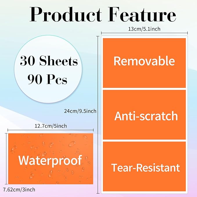 STARLIBOO Removable Colored Labels Stickers, 3X5 Inch Removable Large Label - Image 3