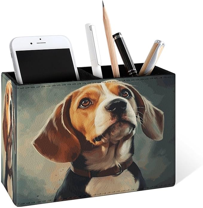 Famame Oil Painting Beagle Dog Pencil Holder by Famame