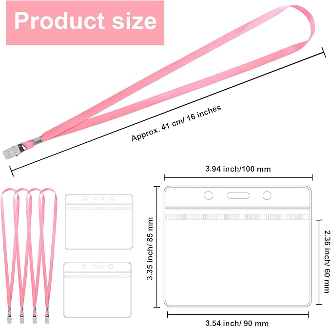 100 Pcs Lanyards for ID Badges and 100 Pcs Clear Name Tag Holders Reusable - Image 2