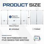 72” x 40” Foldable Whiteboard Dry Erase Board Large Tri Folding Whiteboard - Image 2