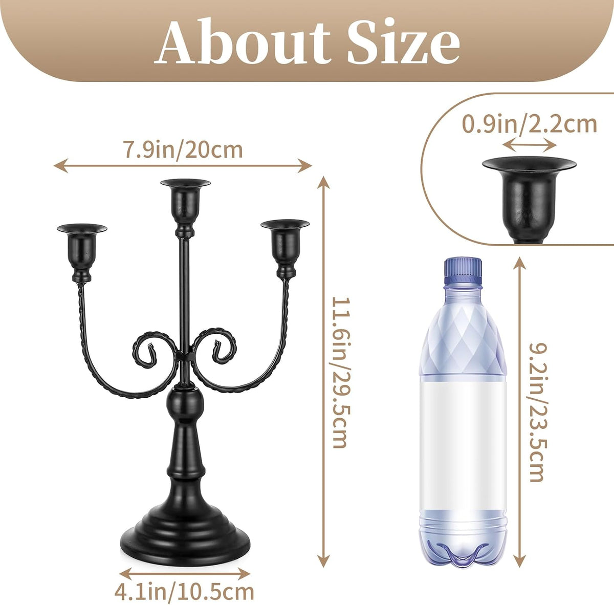 Sziqiqi Halloween Candelabra Candle Holder: 3 Arms Black Candelabra