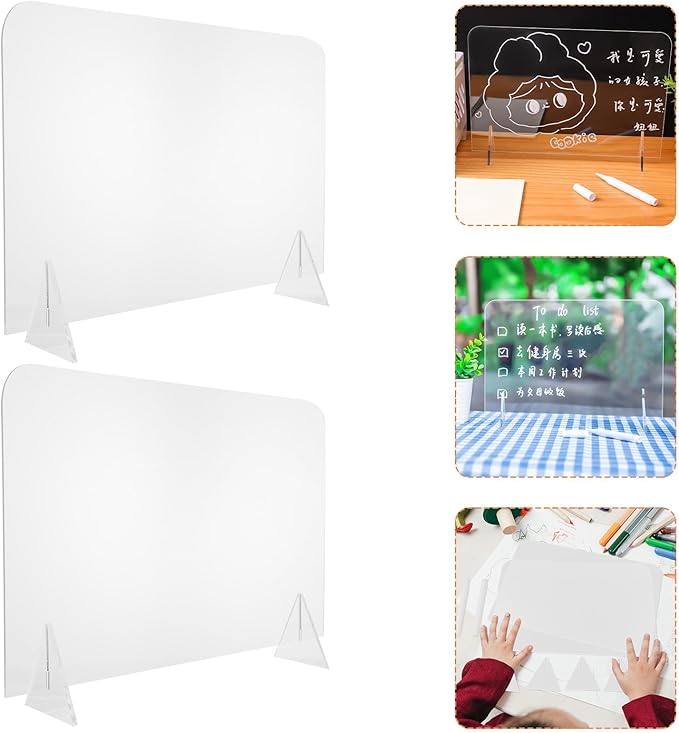 ELAYARD 5pcs Acrylic Desktop Whiteboards Clear Writing Message Boards Simple - Image 4
