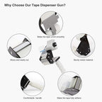 JARLINK 2 Pack Packing Tape Dispenser Gun | 2in Side Loading Lightweight Industrial Dispenser, Includes 2 Tape Rolls for Shipping, Moving and Box Sealing