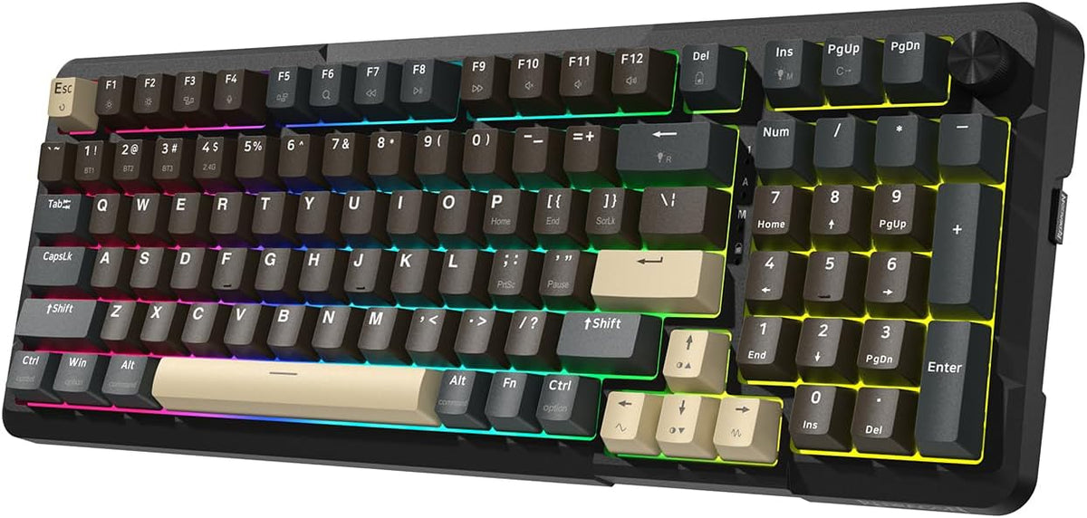 Redragon K742 Wireless Mechanical Gaming Keyboard with Knob, Bluetooth 5.0/2....