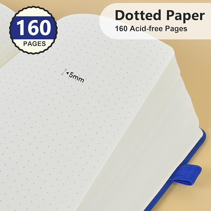 PERCUN Dotted Journal Notebook for Men & Women, 160 Pages Dot Grid notebook for - Image 4