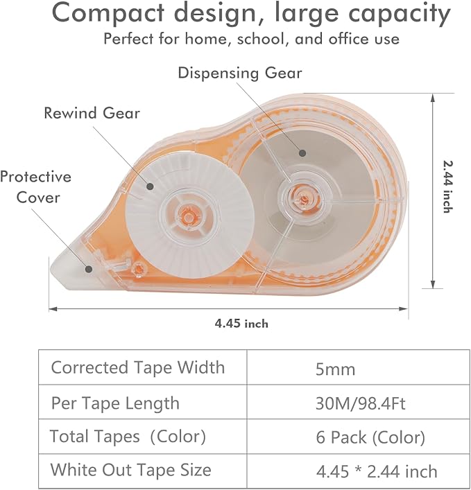 Aipker Correction Tape, Extra-Long 30 m Each – 590 ft Total, Easy-to-Use White - Image 5