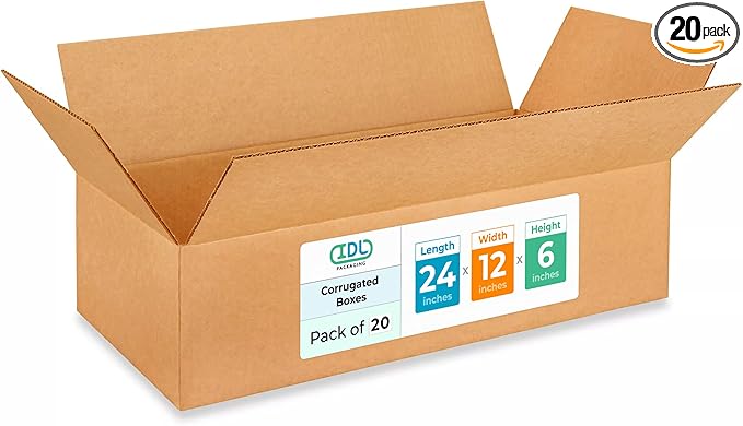 Large Shipping & Moving Boxes 24"L x 12"W x 6"H by IDLPackaging