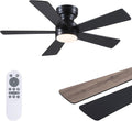 black ceiling fans with lights - 46" flush, main product view
