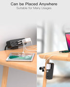 Desk Clamp Power Strip 10ft Flat Plug Extension Cord - Image 7