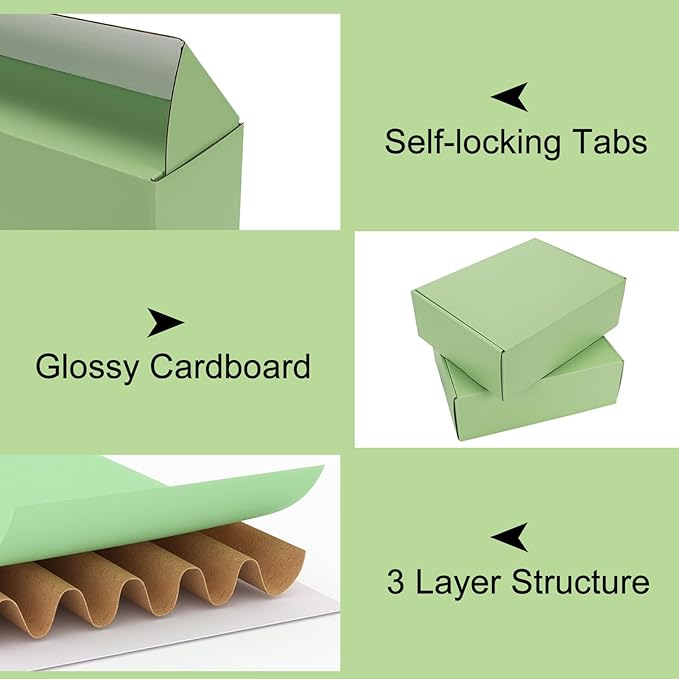 PHAREGE 12x9x4 inch Gift Shipping Boxes Bulk 6 Pack Green, Tab Lock Tuck Top - Image 6